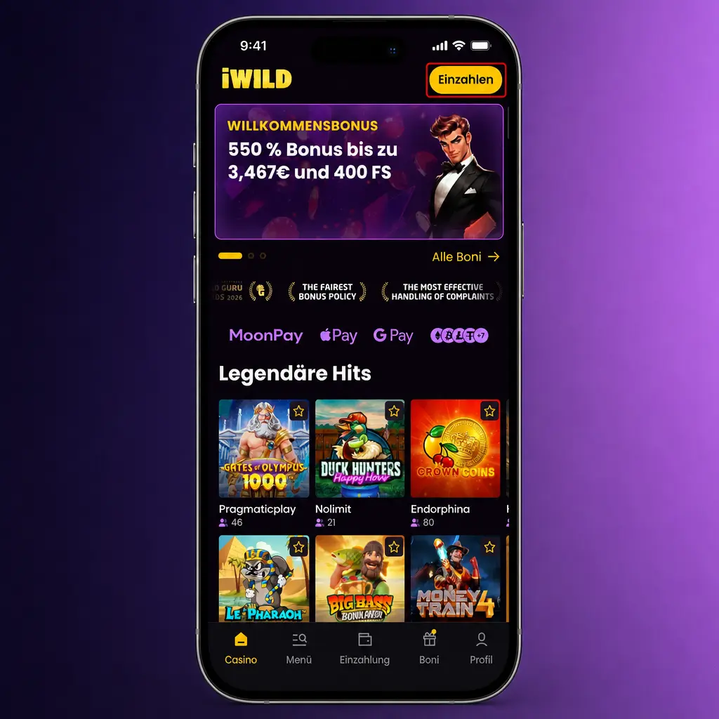 Schritt-für-Schritt-Anleitung zur Einzahlung im iWild Casino mit Zahlungsmethoden und Mindestbetrag