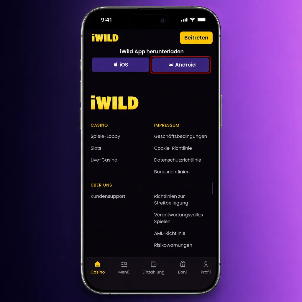 iWild Casino App für Android: APK herunterladen, Installation erlauben und App starten