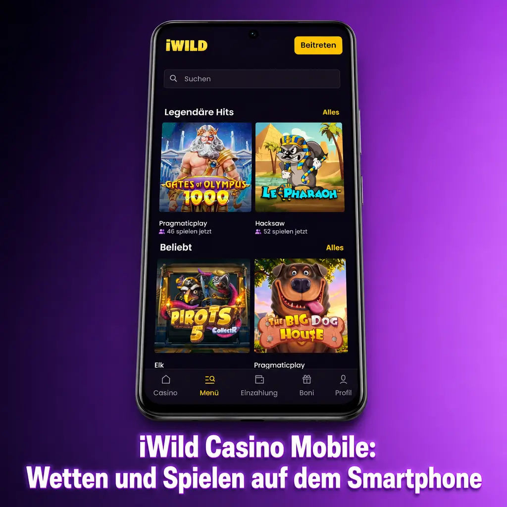 iWild Casino Mobile auf dem Smartphone mit Android APK und iOS PWA für Casino, Sportwetten und Bonus