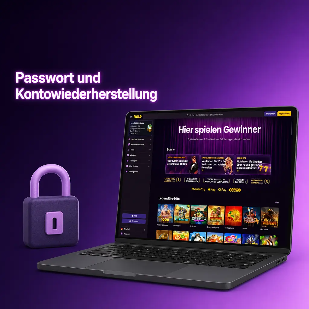 Login-Fenster zur Passwortwiederherstellung mit Hinweis, kein zweites Profil zu erstellen