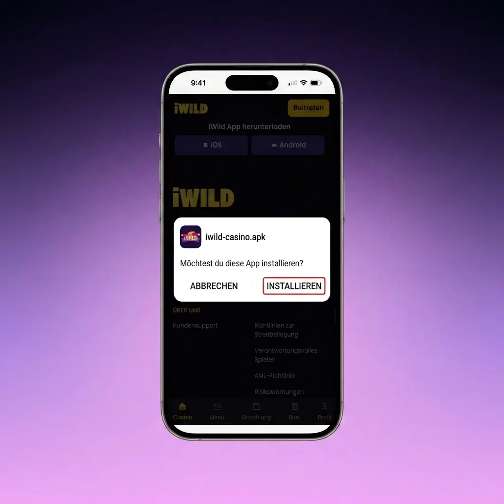 Schrittweise Anleitung zur Installation der iWild Casino App per APK auf einem Android-Smartphone